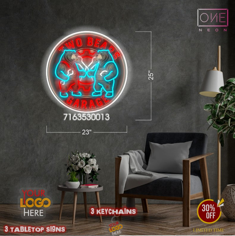 TWO BEARS GARAGE | LED Neon Sign