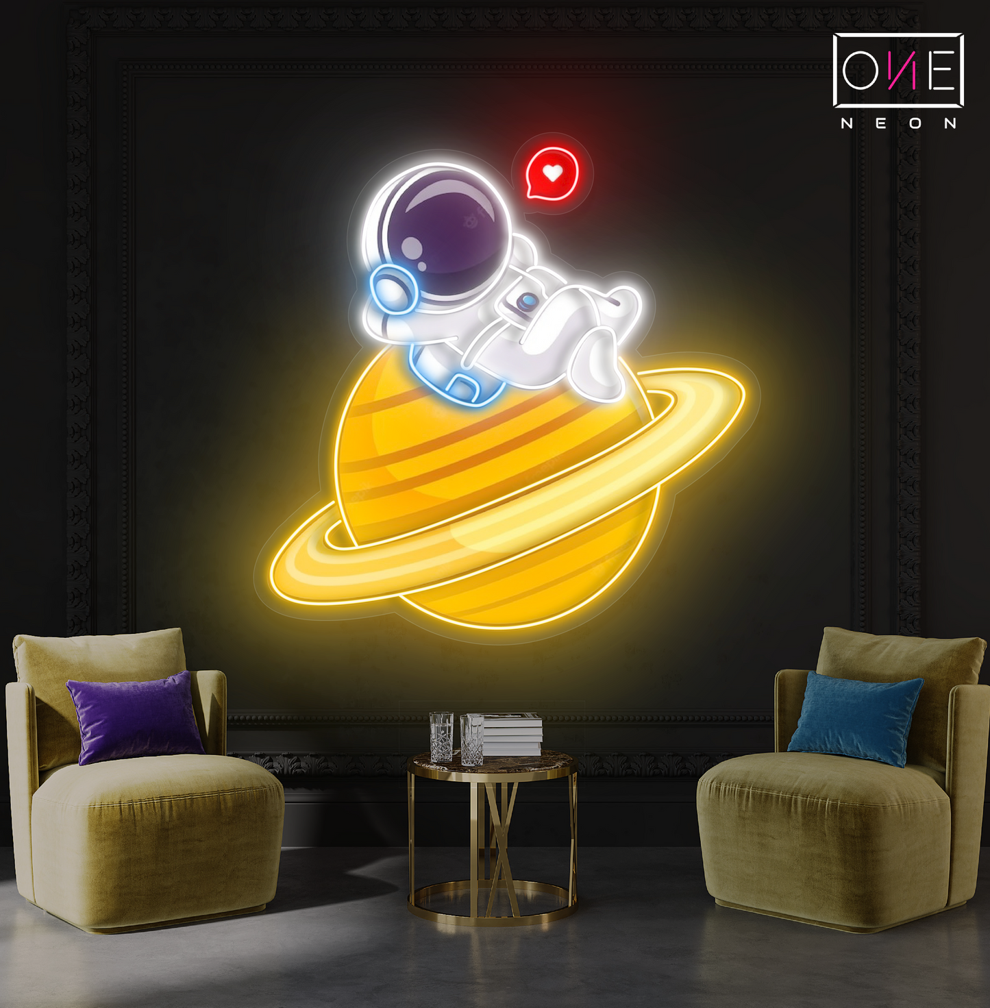 Cute Astronaut Chill Artwork Led Neon Sign