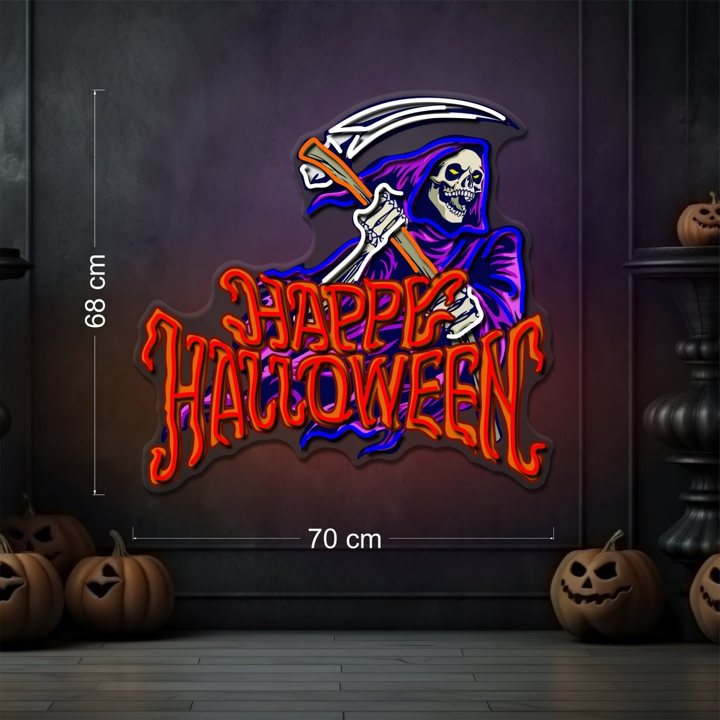 Grim Reaper Happy Halloween LED Neon Sign
