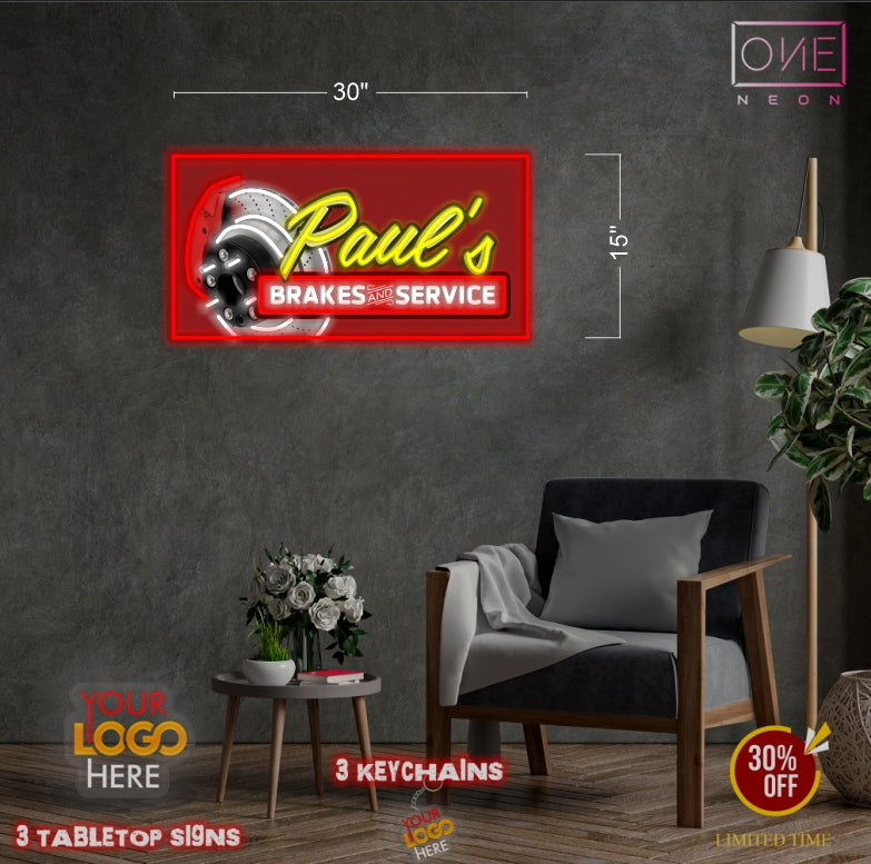 Paul's Brakes Services | Led Neon Sign (outdoor)