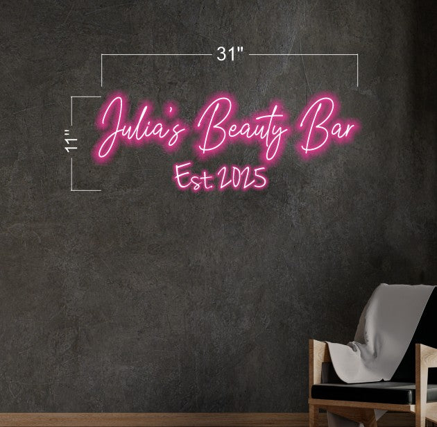 Julia's beauty bar Est 2025 | LED Neon Sign