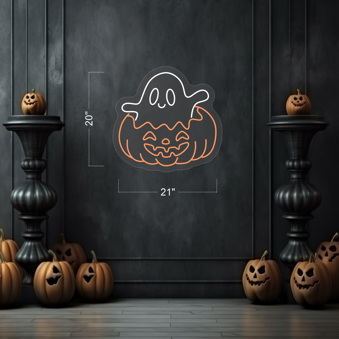 Ghost in Pumpkin LED Neon Sign