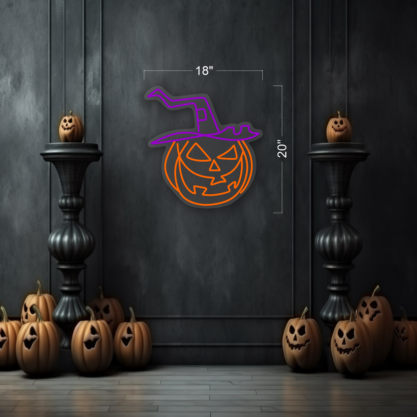 Pumpkin Witch Hat LED Neon Sign