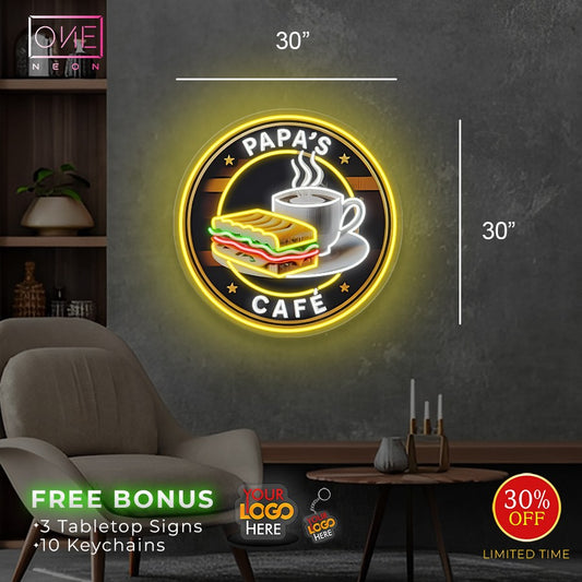 PAPA'S CAFE | Led Neon Sign
