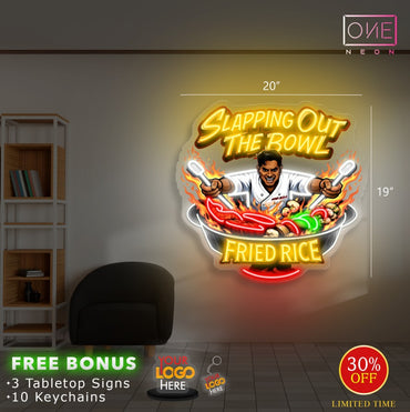 THE RAIDER CLAW & SLAPPING OUT THE BOWL FRIED RICE | Led Neon Sign ( battery option)