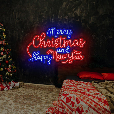 Merry Christmas and Flappy New Year LED Neon Sign