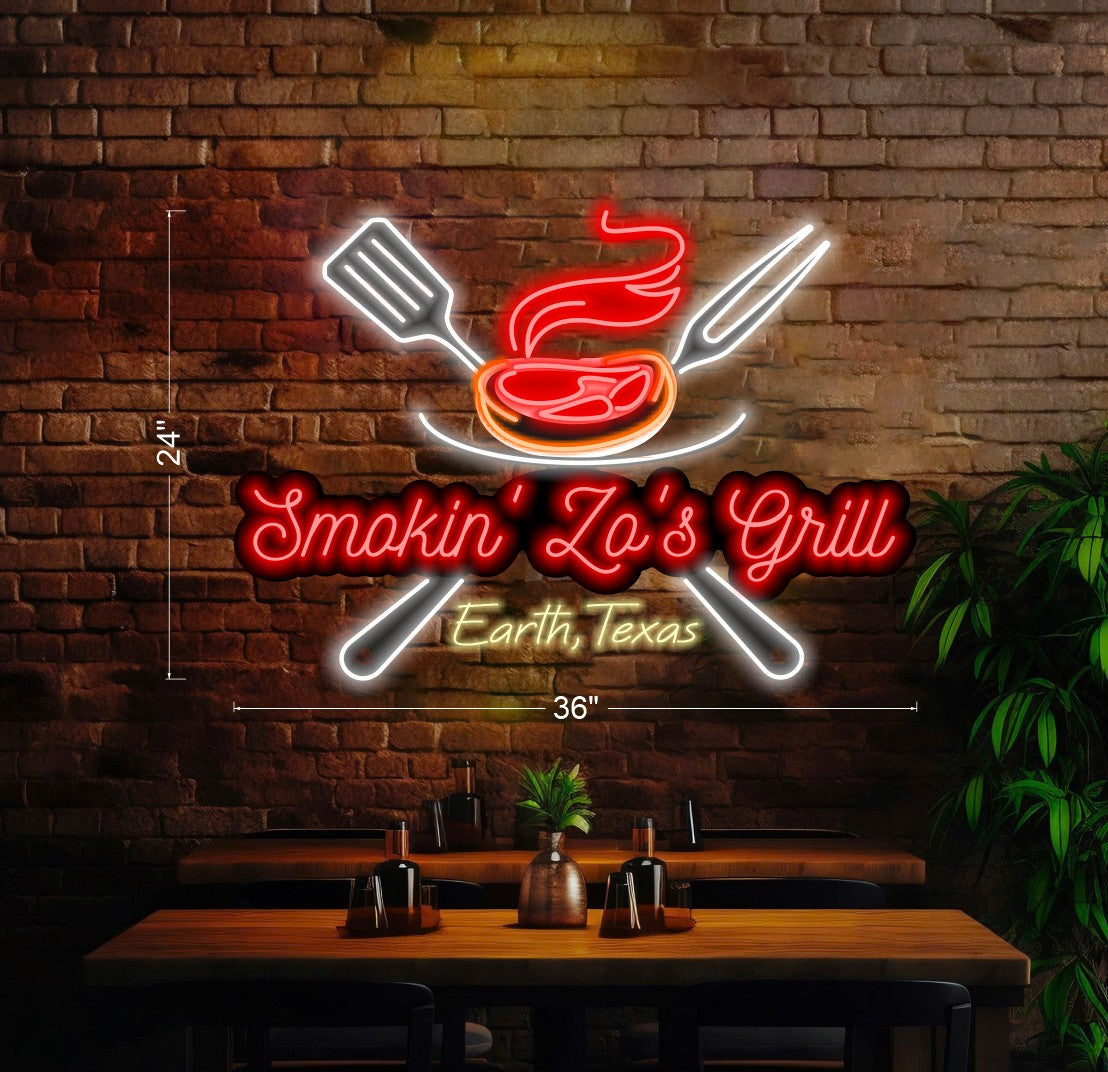 SMOKIN' ZO'S GRILL | LED Neon Sign