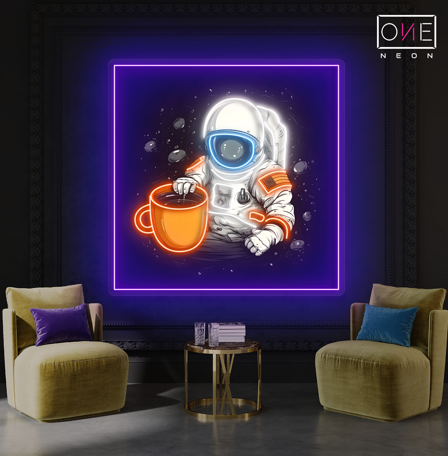 Astronaut Coffee Artwork Led Neon Sign