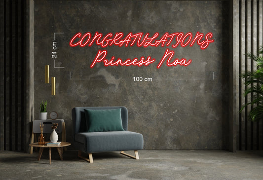 CONGRATULATIONS PRINCESS NOA | LED Neon Sign