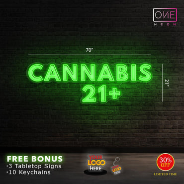 Cannabis 21+ Open sign | Led Neon Sign (2 signs)
