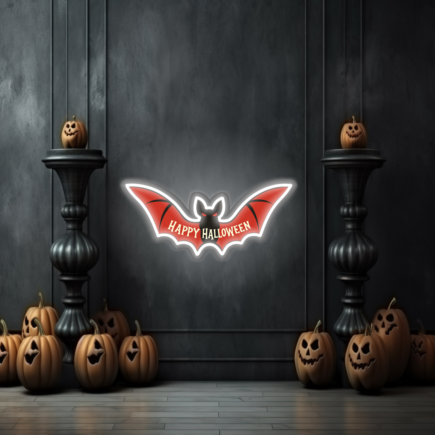 Happy Halloween Bat LED Neon Sign