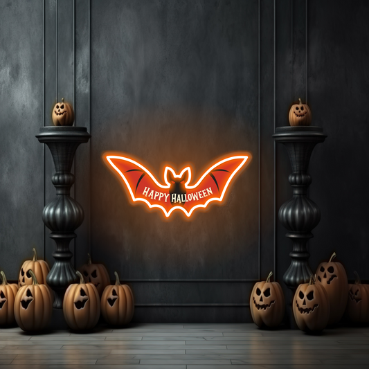 Happy Halloween Bat LED Neon Sign