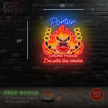 PORTER SMOKE HOUSE| LED Neon Sign (Outdoor uses)