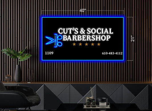 Cut's social barber shop | LED Neon Sign