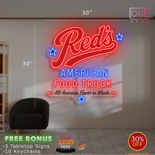 RED'S AMERICAN FOOD TRUCK| Led Neon Sign (Outdoor uses)