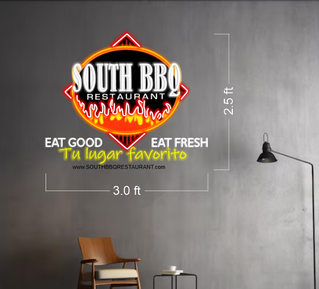 SOUTH BBQ LED NEON SIGN- INCLUED 5 TABLE TOP LOGO