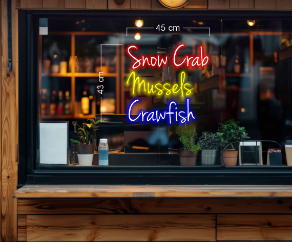 Come thru+Snow crab+Rice+Fish+Grizzard | LED Neon Sign