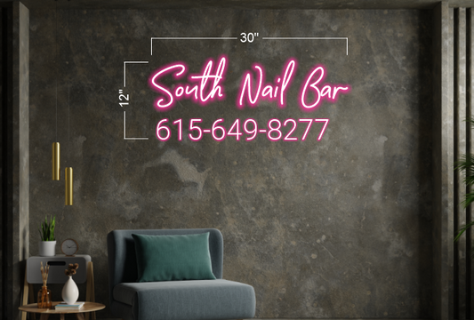 South Nail bar+ Free parking behind (3 signs)| LED Neon Sign