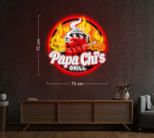 PAPA CHI'S GRILL | LED Neon Sign (2 signs)