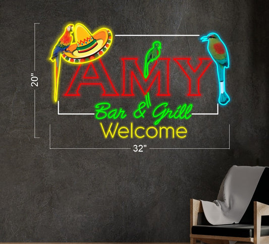 AMY BAR & GRILL WELCOME | LED Neon Sign