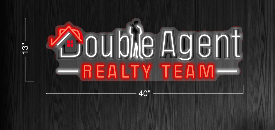 DOUBLE AGENT REALTY TEAM | LED Neon Sign + 1 small acrylic sign