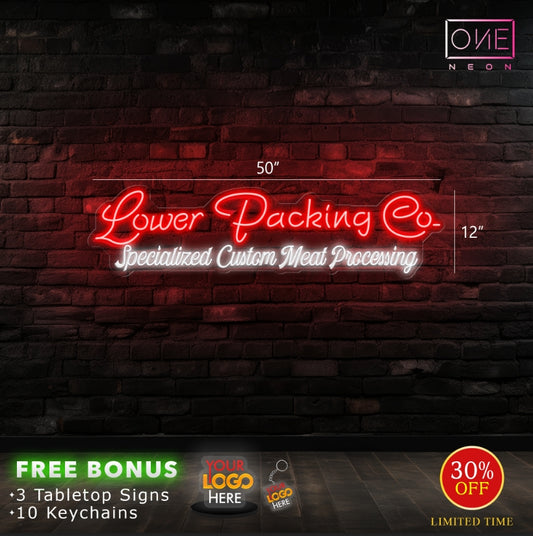 LOWER PACKING CO & SMOKE HOUSE & LOWER FAMILY FOODS & DOUBLE L | Led Neon Sign (4 SIGNS)