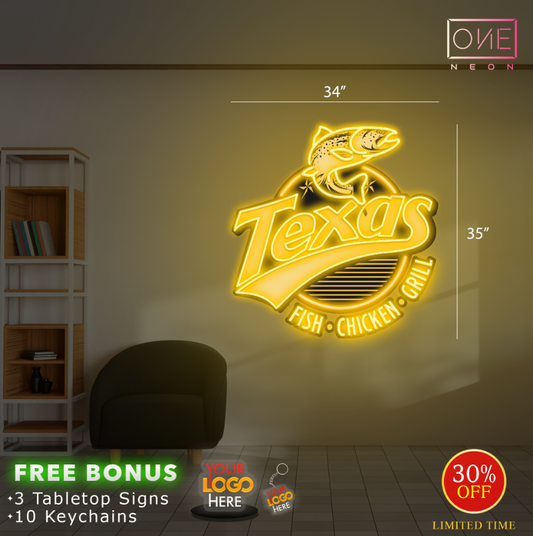 Texas Fish Chicken Grill | Led Neon Sign