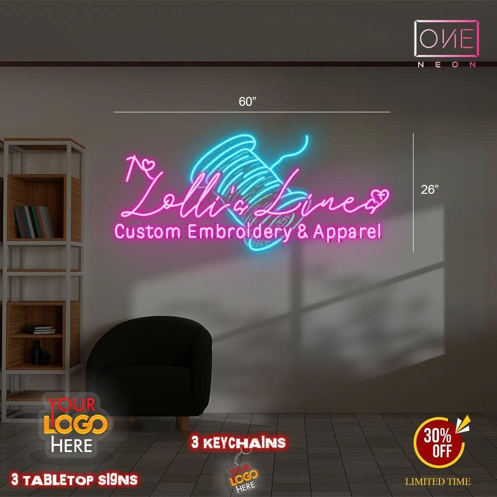 Lolli's lines custom emproidery & apparel (outdoor sign) | Led Neon Sign