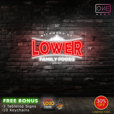 LOWER PACKING CO & SMOKE HOUSE & LOWER FAMILY FOODS & DOUBLE L | Led Neon Sign (4 SIGNS)