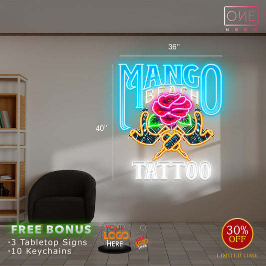 MANGO BEACH TATTOO (3 signs)| LED Neon Sign (INDOOR)