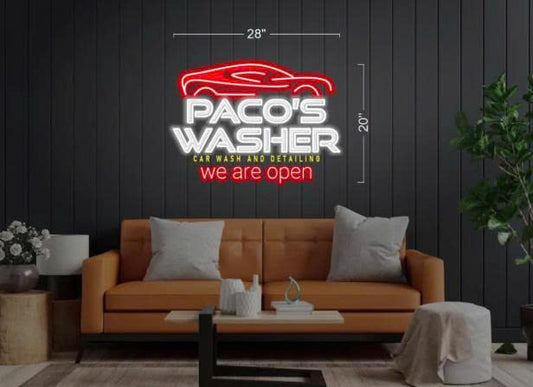 PACO'S WASHER CAR WASH AND DETAILING | Led Neon Sign