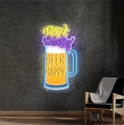 Don't Worry Beer Happy Artwork Led Neon Sign