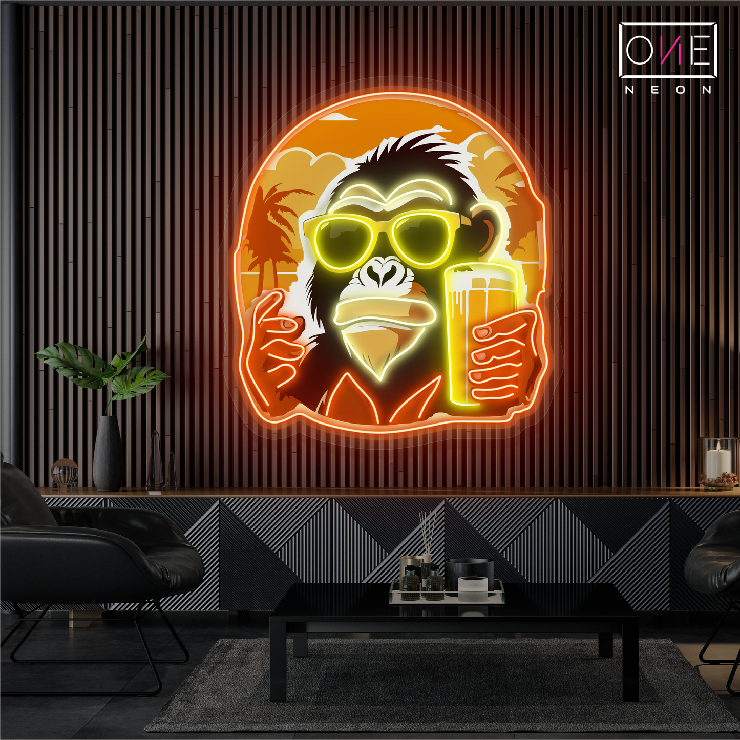 Cool Monkey Cheers Artwork Led Neon Sign