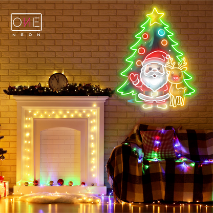 Santa & Rudolph Tree Artwork Led Neon Sign