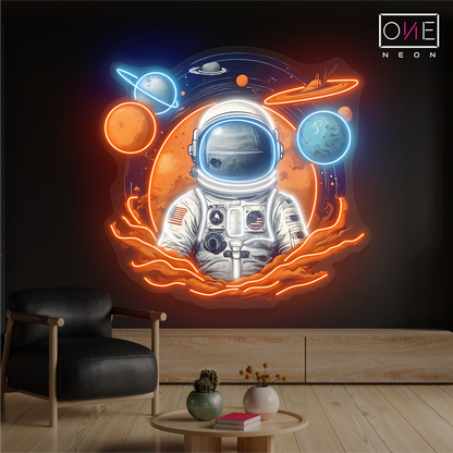 Galactic Explorer Astronaut Artwork Led Neon Sign