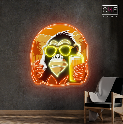 Cool Monkey Cheers Artwork Led Neon Sign