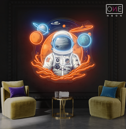 Galactic Explorer Astronaut Artwork Led Neon Sign