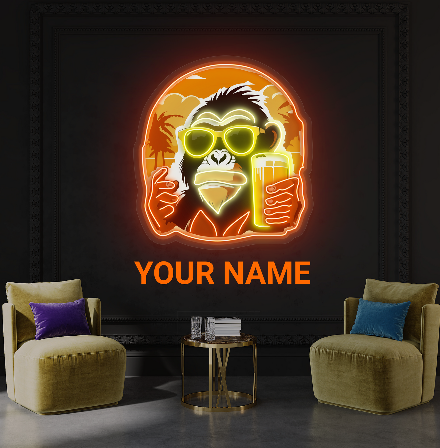 Cool Monkey Cheers Artwork Led Neon Sign