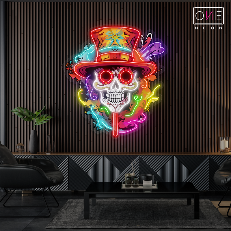 Colorful Skull Fiesta Artwork Led Neon Sign