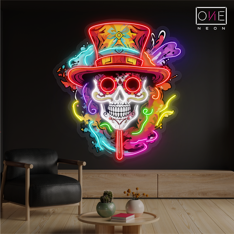 Colorful Skull Fiesta Artwork Led Neon Sign