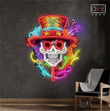 Colorful Skull Fiesta Artwork Led Neon Sign