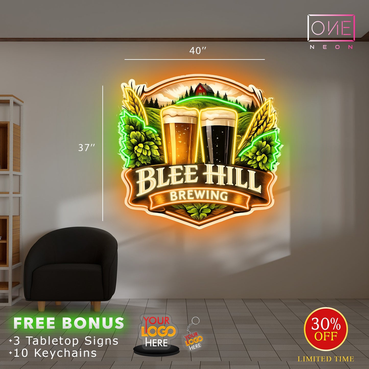 BLEE HILL BREWING | Led Neon Sign ( outdoors)