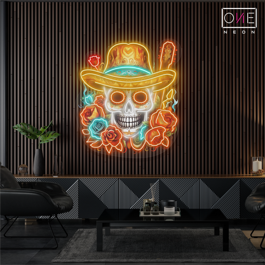 Skull of Roses Artwork Led Neon Sign