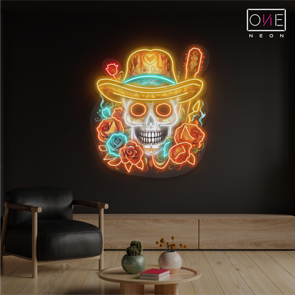 Skull of Roses Artwork Led Neon Sign