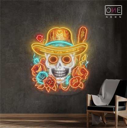 Skull of Roses Artwork Led Neon Sign