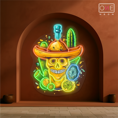 Mexican Skull Tequila Artwork Led Neon Sign