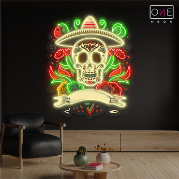 Fiesta Skull Artwork Led Neon Sign