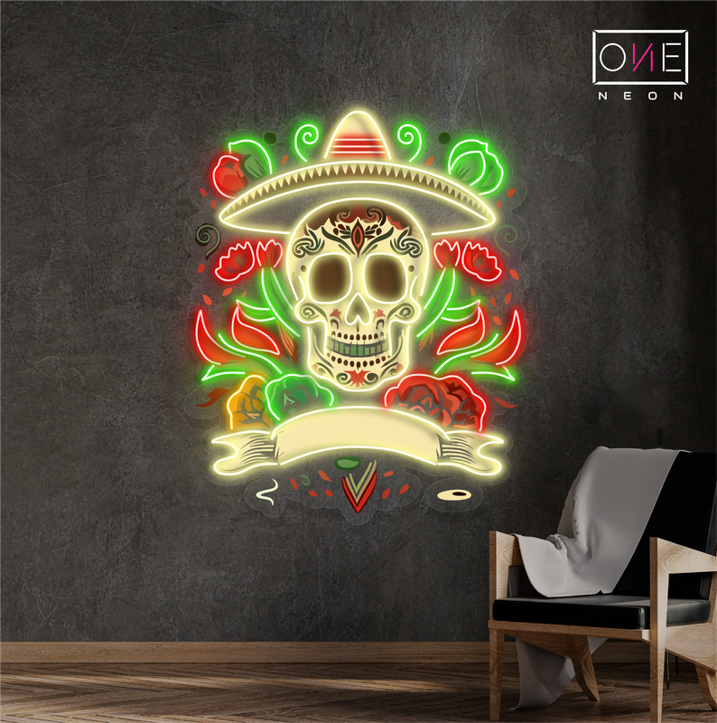 Fiesta Skull Artwork Led Neon Sign