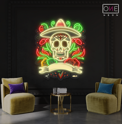 Fiesta Skull Artwork Led Neon Sign