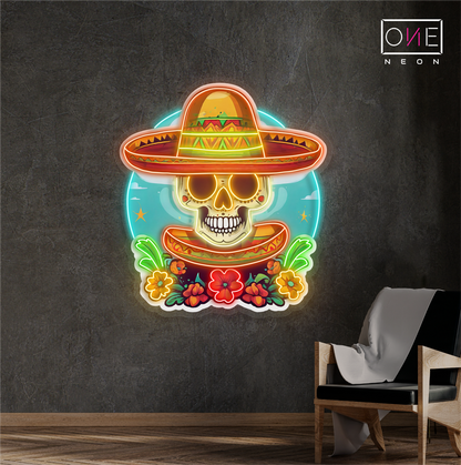 Sombrero Skull Artwork Led Neon Sign